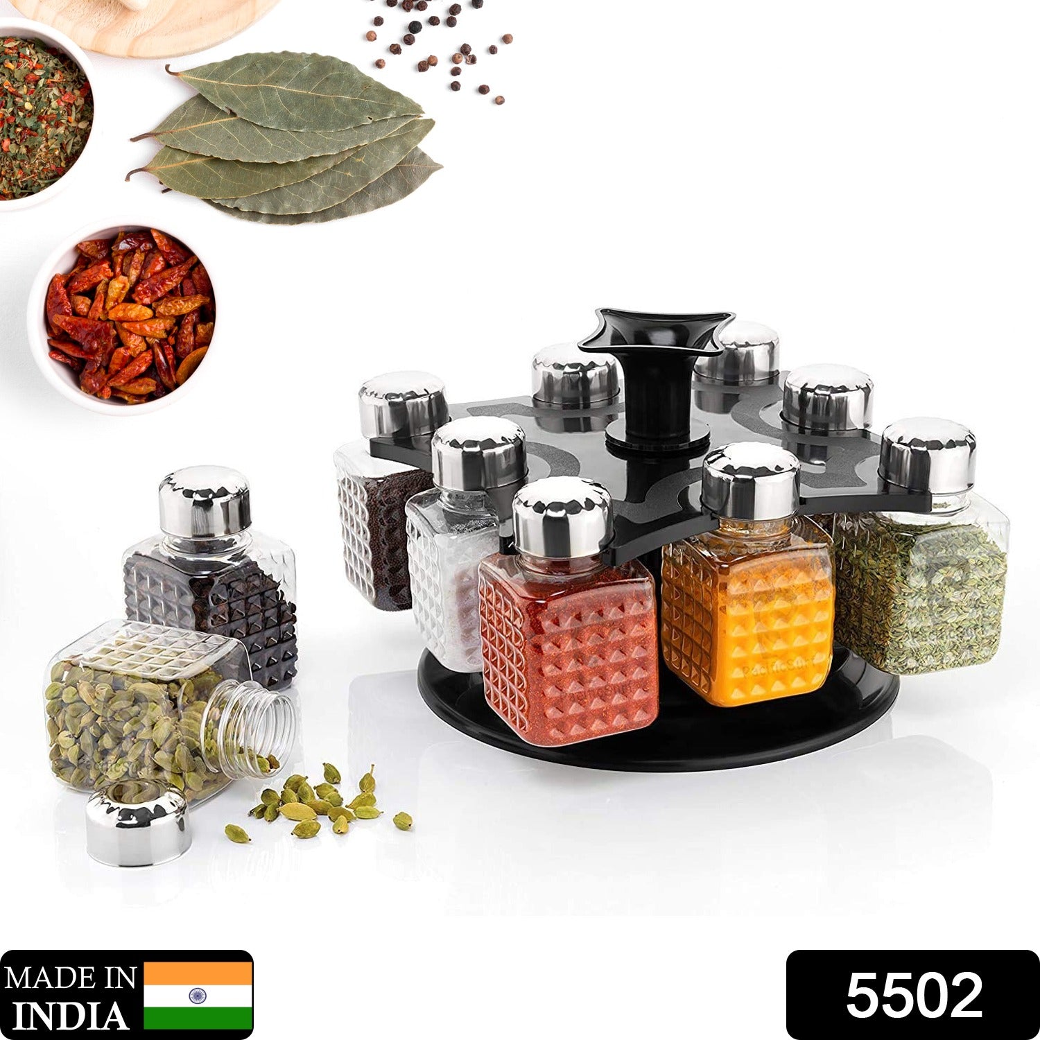 5502 All New Square 8 Bottle Design 360 Degree Revolving Spice Rack Container Condiment Pieces Set Square Small Container 5502 All New Square 8 Bottle Design 360 Degree Revolving Spice Rack Container Condiment Pieces Set Square Small Container